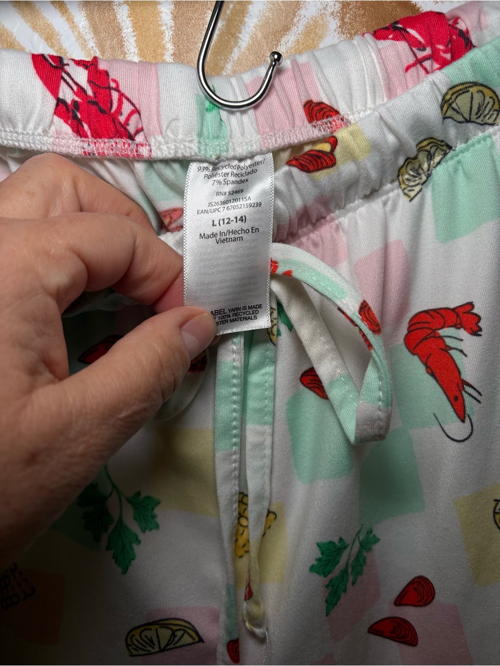 Joyspun Lobster Print Pajama Set Women's Sleeveless Tank & Drawstring Shorts - Picture 10 of 15